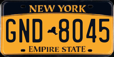 NY license plate GND8045