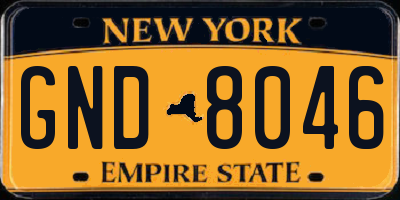 NY license plate GND8046