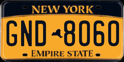 NY license plate GND8060