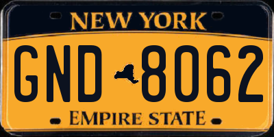 NY license plate GND8062