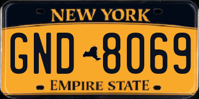 NY license plate GND8069