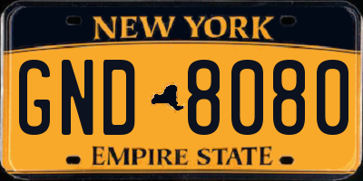 NY license plate GND8080