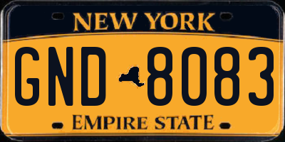 NY license plate GND8083