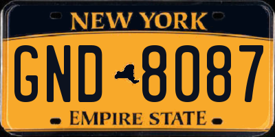 NY license plate GND8087