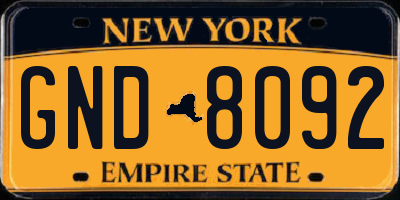 NY license plate GND8092