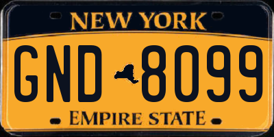 NY license plate GND8099