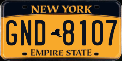 NY license plate GND8107