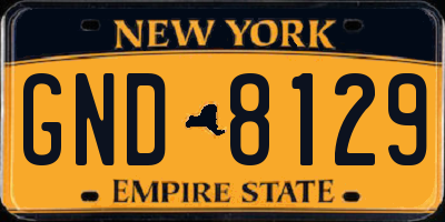 NY license plate GND8129