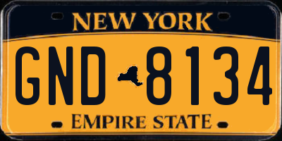 NY license plate GND8134