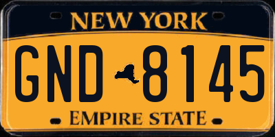 NY license plate GND8145