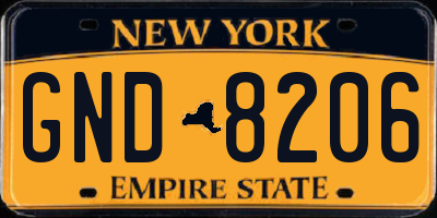 NY license plate GND8206