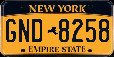 NY license plate GND8258
