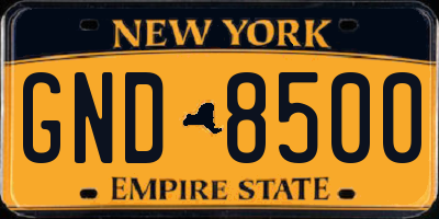 NY license plate GND8500