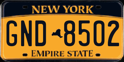 NY license plate GND8502