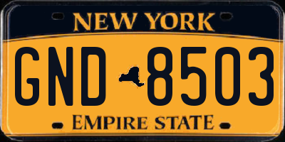 NY license plate GND8503