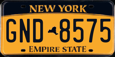 NY license plate GND8575