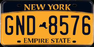NY license plate GND8576