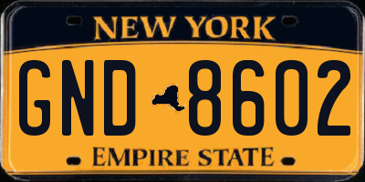 NY license plate GND8602