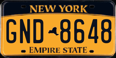 NY license plate GND8648
