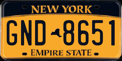 NY license plate GND8651