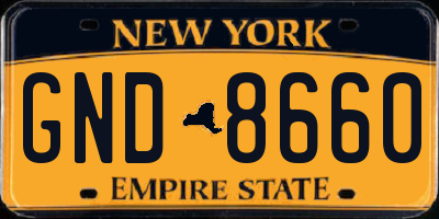 NY license plate GND8660