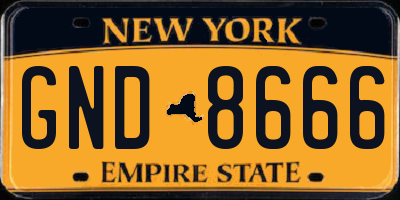 NY license plate GND8666