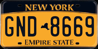 NY license plate GND8669