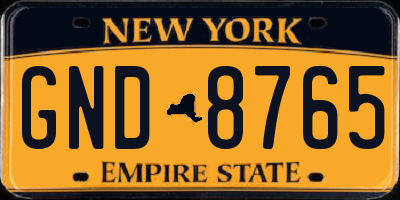 NY license plate GND8765