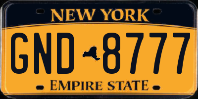 NY license plate GND8777