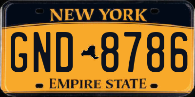NY license plate GND8786