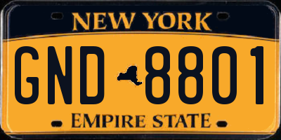 NY license plate GND8801