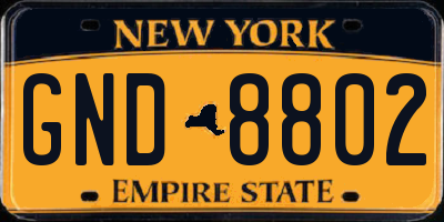 NY license plate GND8802