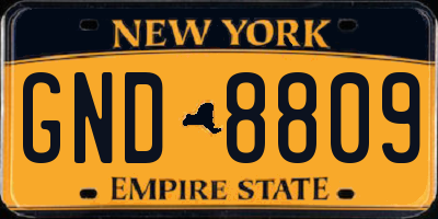 NY license plate GND8809
