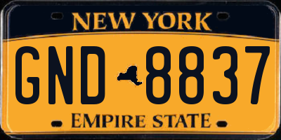 NY license plate GND8837