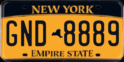 NY license plate GND8889