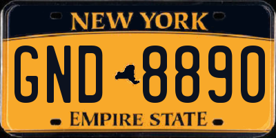NY license plate GND8890