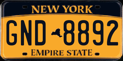 NY license plate GND8892