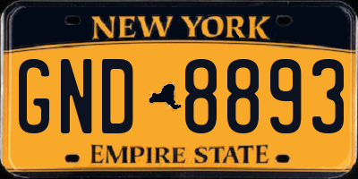 NY license plate GND8893