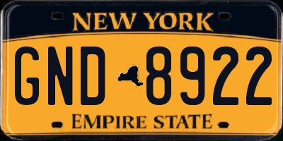 NY license plate GND8922