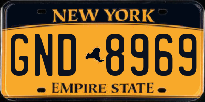 NY license plate GND8969