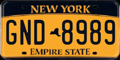 NY license plate GND8989