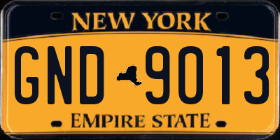 NY license plate GND9013