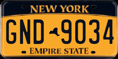 NY license plate GND9034