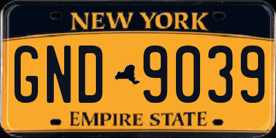NY license plate GND9039