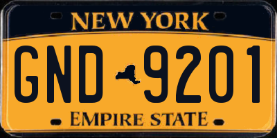 NY license plate GND9201