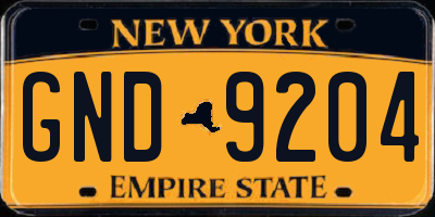 NY license plate GND9204