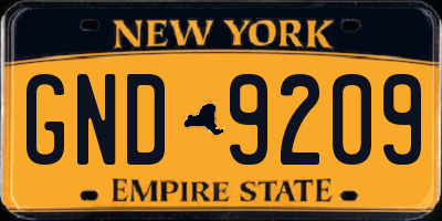 NY license plate GND9209