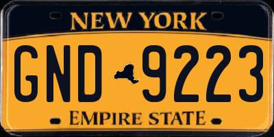 NY license plate GND9223
