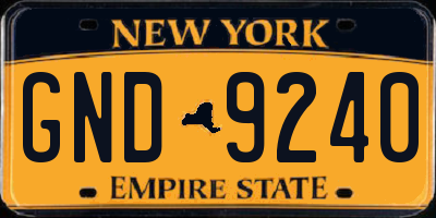 NY license plate GND9240