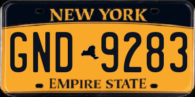 NY license plate GND9283